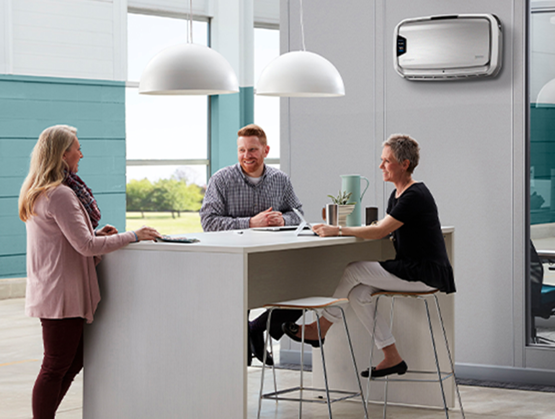 fellowes aeramax professional air purifier in breakroom